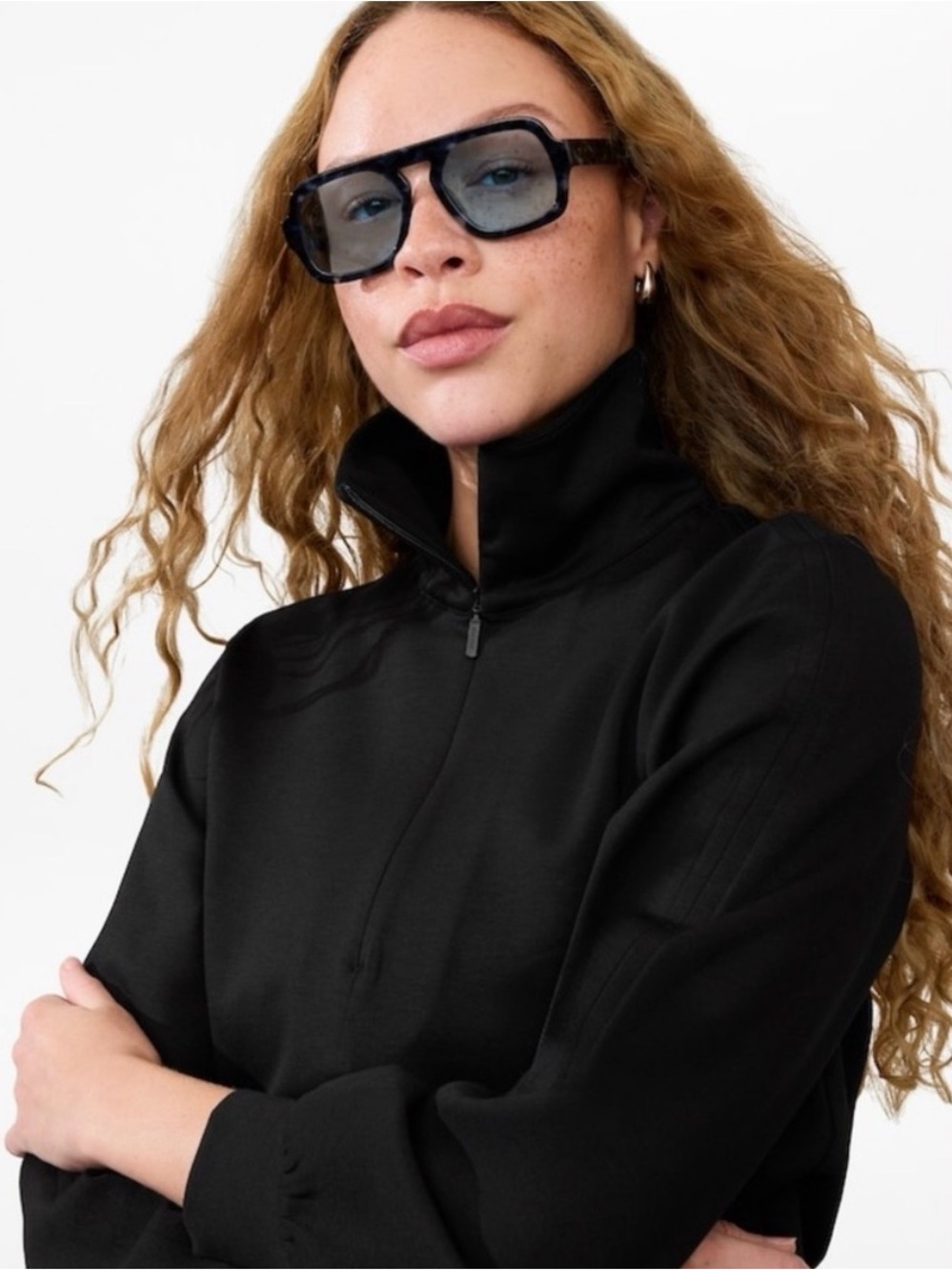 Athleta Allure 1/4 Zip Sweatshirt. Black. 1X. New with tags